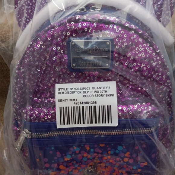 Loungefly Disney Paris 30th Sequin backpack and ears main image 7